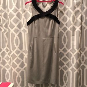 BCBG grey & black criss cross work dress size 8